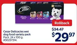 Walmart Cesar Delicacies wet dog food variety pack offer