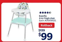 Walmart Evenflo 4-in-1 high chair offer