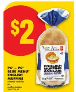 No Frills PC or PC BLUE MENU ENGLISH MUFFINS, 6's offer