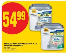 No Frills SIMILAC PRO-ADVANCE STEP 1 OR 2 POWDER FORMULA, 837/859 G offer