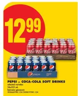 No Frills PEPSI or COCA-COLA SOFT DRINKS, 24x355 mL offer