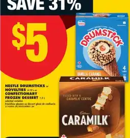 No Frills NESTLE DRUMSTICKS or NOVELTIES, 4-10' s or CONFECTIONARY FROZEN DESSERT, 1.5 L offer