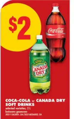 No Frills COCA-COLA OR CANADA DRY SOFT DRINKS, 2 L offer