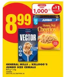 No Frills GENERAL MILLS or KELLOGG'S JUMBO SIZE CEREALS, 825 G - 1.3 KG offer