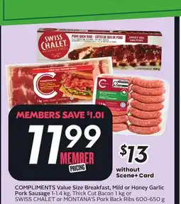 Sobeys COMPLIMENTS Value Size Breakfast, Mild or Honey Garlic Pork Sausage offer