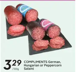 Sobeys COMPLIMENTS German, Hungarian or Peppercorn Salami offer