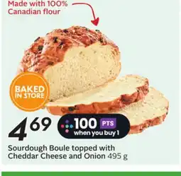 Sobeys Sourdough Boule topped with Cheddar Cheese and Onion offer