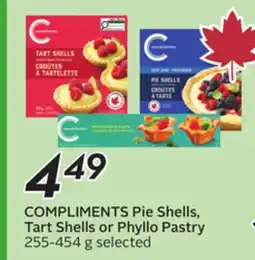 Sobeys COMPLIMENTS Pie Shells, Tart Shells or Phyllo Pastry offer