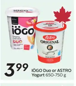Sobeys IÖGO Duo or ASTRO Yogurt offer