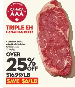 Longo's Cut from Canada AAA Grade Striploin Grilling Steak offer