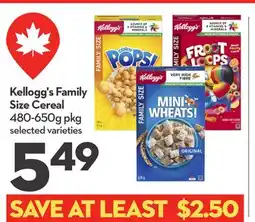Longo's Kellogg's Family Size Cereal offer