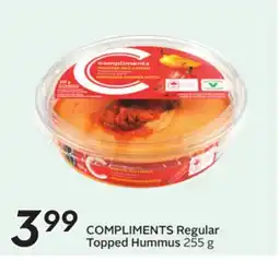 Sobeys COMPLIMENTS Regular Topped Hummus offer