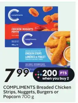Sobeys COMPLIMENTS Breaded Chicken Strips, Nuggets, Burgers or Popcorn offer