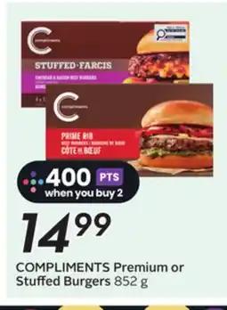 Sobeys COMPLIMENTS Premium or Stuffed Burgers offer