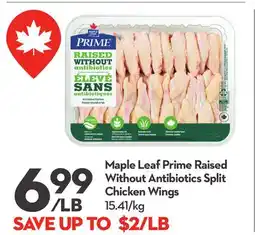 Longo's Maple Leaf Prime Raised Without Antibiotics Split Chicken Wings offer