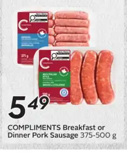 Sobeys COMPLIMENTS Breakfast or Dinner Pork Sausage offer