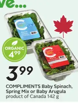Sobeys COMPLIMENTS Baby Spinach, Spring Mix or Baby Arugula offer
