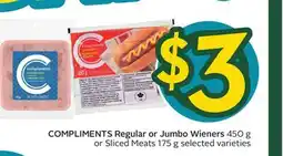 Sobeys COMPLIMENTS Regular or Jumbo Wieners offer