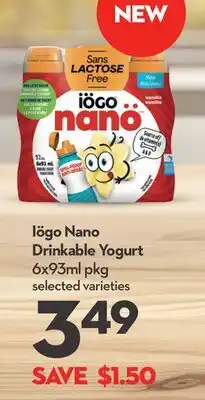 Longo's Iögo Nano Drinkable Yogurt offer