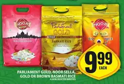 Food Basics PARLIAMENT GOLD, NOOR SELLA, GOLD OR BROWN BASMATI RICE offer