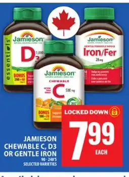 Food Basics JAMIESON CHEWABLE C, D3 OR GENTLE IRON offer