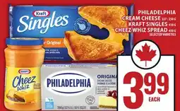 Food Basics PHILADELPHIA CREAM CHEESE OR KRAFT SINGLES OR CHEEZ WHIZ SPREAD offer