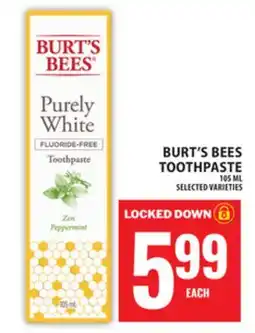 Food Basics BURT'S BEES TOOTHPASTE offer