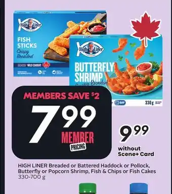 Sobeys Breaded or Battered Haddock or Pollock, Butterfly or Popcorn Shrimp, Fish & Chips or Fish Cakes offer