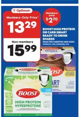 Real Canadian Superstore BOOST HIGH PROTEIN OR CARB SMART READY TO DRINK SHAKES offer