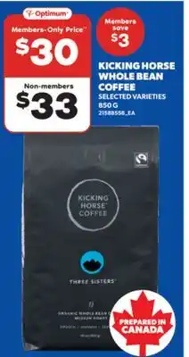 Real Canadian Superstore KICKING HORSE WHOLE BEAN COFFEE, 850 G offer