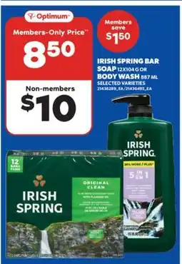 Real Canadian Superstore IRISH SPRING BAR SOAP, 12X104 G OR BODY WASH, 887 ML offer