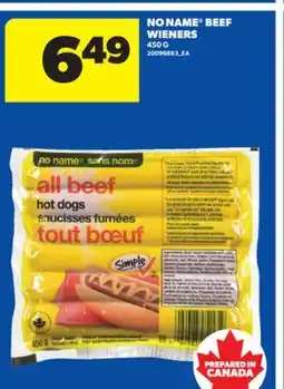 Real Canadian Superstore NO NAME BEEF WIENERS, 450 G offer