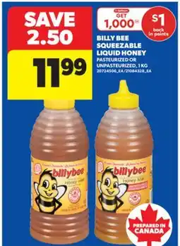 Real Canadian Superstore BILLY BEE SQUEEZABLE LIQUID HONEY, 1 KG offer