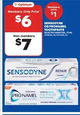 Real Canadian Superstore SENSODYNE OR PRONAMEL TOOTHPASTE, 75 ML offer