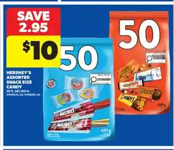 Real Canadian Superstore HERSHEY'S ASSORTED SNACK SIZE CANDY, 50'S, 481/601 G offer