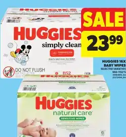 Real Canadian Superstore HUGGIES 16X BABY WIPES, 960-1152'S offer