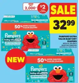 Real Canadian Superstore PAMPERS ULTRA VALUE BABY DRY DIAPERS, 58-200' S offer