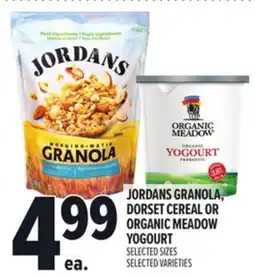 Metro JORDANS GRANOLA, DORSET CEREAL OR ORGANIC MEADOW YOGOURT offer