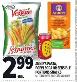 Metro ANNIE'S PASTA, POPPI SODA OR SENSIBLE PORTIONS SNACKS offer