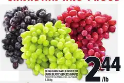 Metro EXTRA LARGE GREEN OR RED OR LARGE BLACK SEEDLESS GRAPES offer