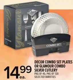 Metro DECOR COMBO SET PLATES OR GLAMOUR COMBO SILVER CUTLERY offer