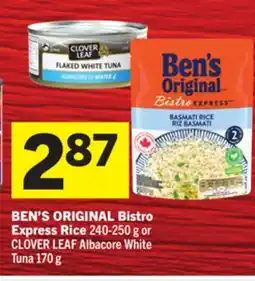 Foodland BEN'S ORIGINAL Bistro Express Rice 240-250 g or CLOVER LEAF Albacore White Tuna 170 g offer