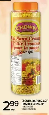 Metro CROWN CROUTONS, ASIF OR GEFEN COUSCOUS offer