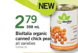 Fortinos BIOITALIA ORGANIC CANNED CHICK PEAS, 398 ML offer
