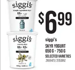 Fortinos SIGGI'S SKYR YOGURT, 650 G - 750 G offer