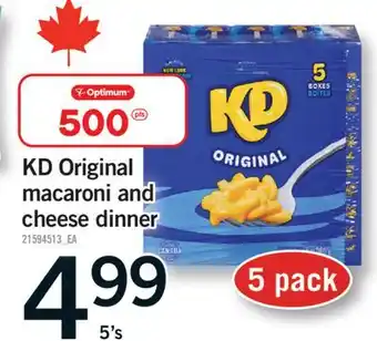 Fortinos KD ORIGINAL MACARONI AND CHEESE DINNER, 5'S offer