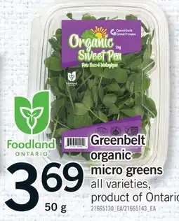 Fortinos GREENBELT ORGANIC MICRO GREENS, 50 G offer