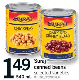 Fortinos SURAJ CANNED BEANS, 540 ML offer
