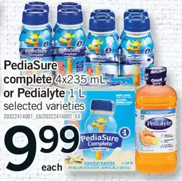 Fortinos PEDIASURE COMPLETE, 4X235 ML OR PEDIALYTE, 1 L offer