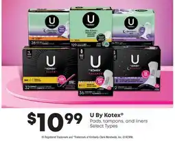 Fortinos U BY KOTEX PADS, TAMPONS, AND LINERS offer